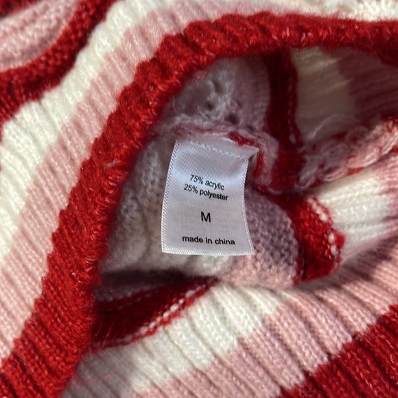 Maurices M Cardigan Sweater Pink Red White Chevron Afghan Granny Stripe Soft - Picture 9 of 10